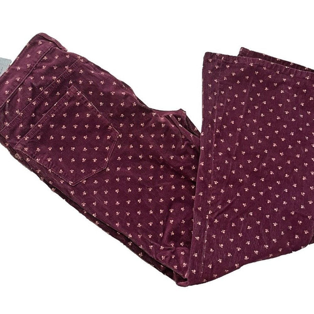 Pilcro and the Letterpress Maroon Pants with Light Pink Floral Design NWT 31P